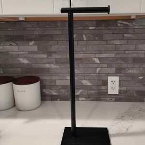 Free-Standing Toilet Paper Holder Matte Black 8"x5" Base, 21" Tall